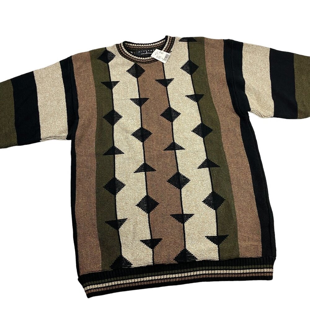 Protege Collection Sweater Mens Size M SLIM FIT Green/Brown/Black NWT